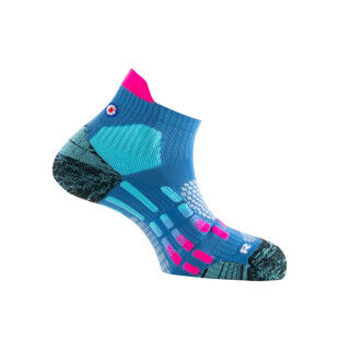 THYO Pody Air Trail Silver Ankle Socks - BLUE/PINK