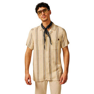 Camisa de rayas de algodón SUN VALLEY Somero para hombre - BEIGE CLARO