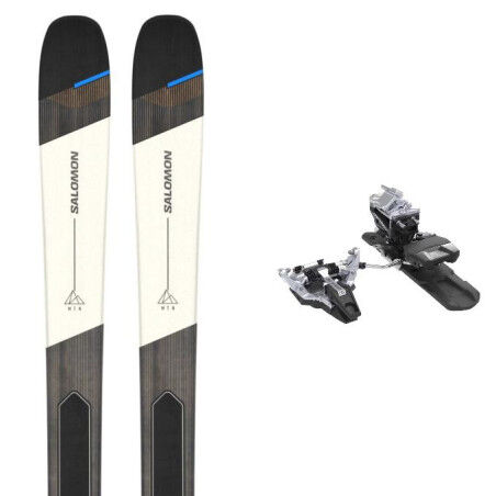 Skiset Salomon MTN 96 CARBON + Felle + Bindung : Farbe - RAIN DAY, Größe der Skier - 166