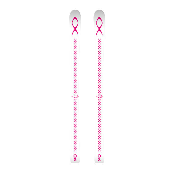 XO V7 WHITE PINK DOTS Ski Set + Bindings