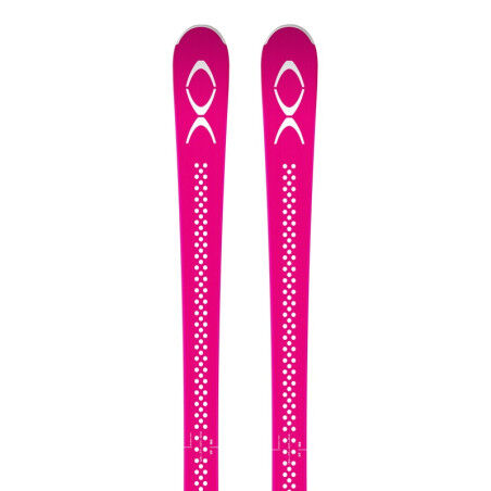 XO V7 PINK WHITE DOTS Ski Set + Bindings