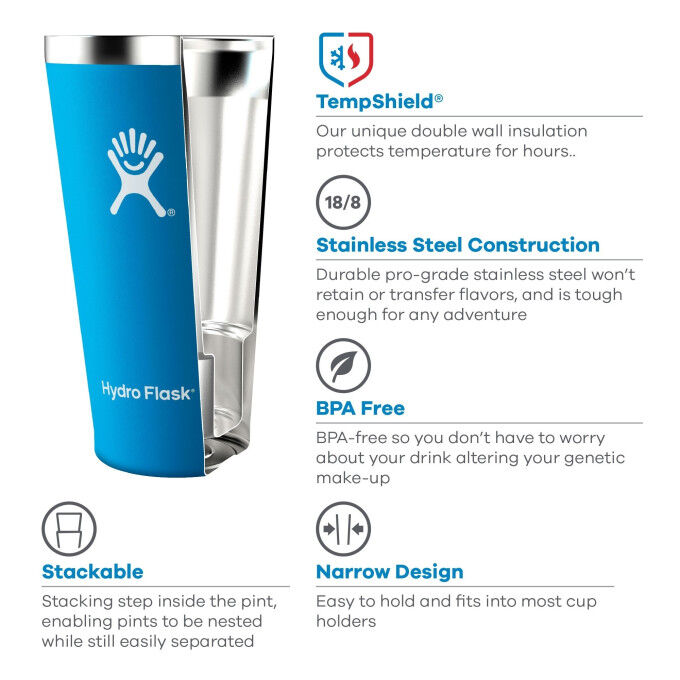 Vaso aislado Hydro Flask 16 Oz True Pint Pacific