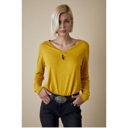 Diplodocus DECALAGE ML TUNISIAN COLLAR T-shirt Curry