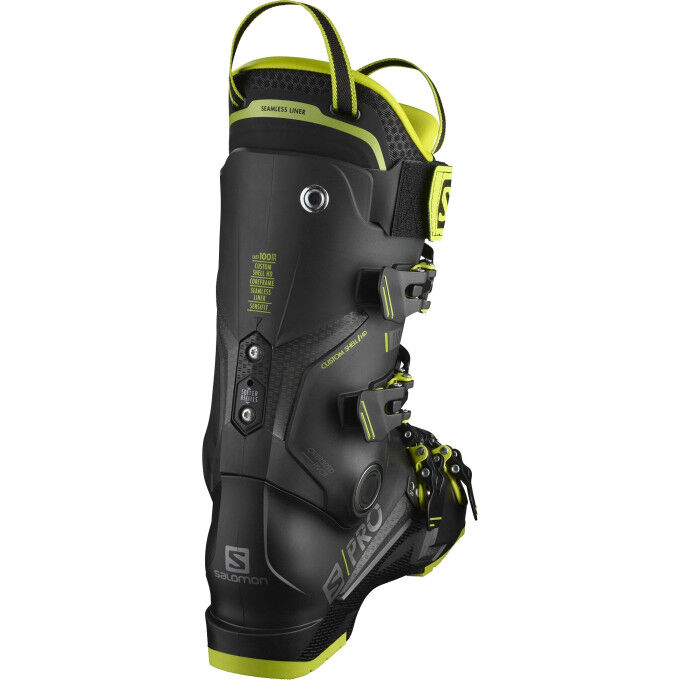 Chaussures de ski Salomon S/PRO 110 Black / Acid Green / Dark Silver Metallics