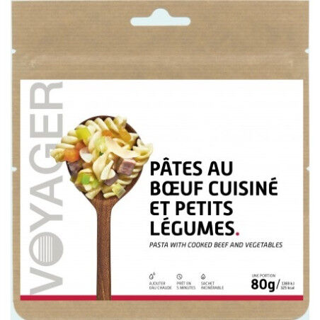 Voyager freeze-dried meal Pasta with cooked beef and baby vegetables 80g