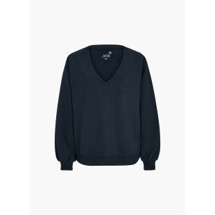 Juvia LEA FLEECE SWEATER V NECK WITH PUFFY Jersey azul marino