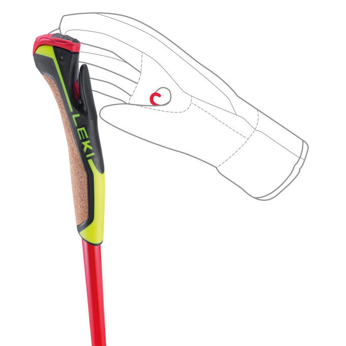 Bâton de ski Leki PRC 750 Rouge Vif-Jaune Fluo-Noir