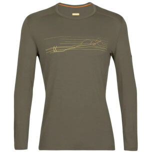 Icebreaker M 200 OASIS LS CREWE Ski stripes loden underwear