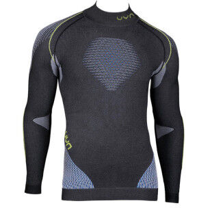 Men's stand-up collar underwear Uyn EVOLUTYON UW SHIRT LONG SLEEVES TURTLE NECK Heather Grey/Blue/Shiny Yellow