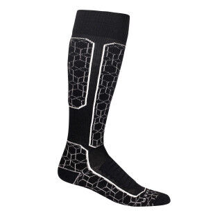 (ok)Icebreaker WOMEN SKI+ ALPINE GEO OVER THE CALF MEDIUM CUSHION Socks Black/Snow