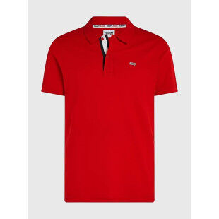 Tommy Hilfiger TJM SLIM PLACKET POLO Deep Crimson placket polo shirt