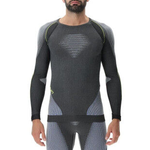 Base layer Uyn MAN EVOLUTYON UW SHIRT LONG SLEEVES Anrthracite melange/Blue/Yellow Shiny