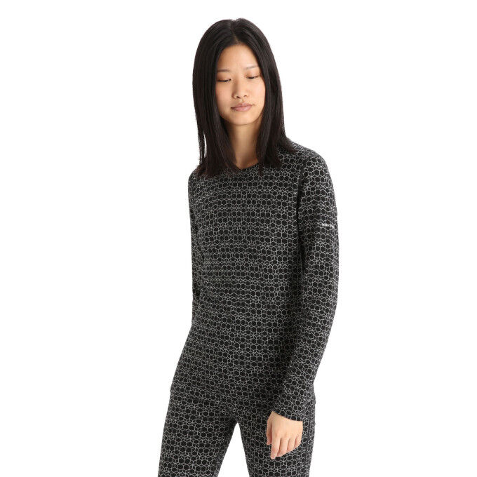 Merino base layer Icebreaker 250 Vertex LS Crewe Alpine Geo Black Snow