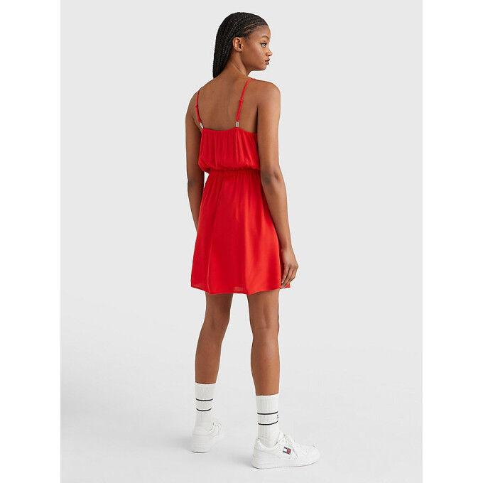 Robe TOMMY HILFIGER TJW ESSENTIAL LACE STRAP DRESS Rouge