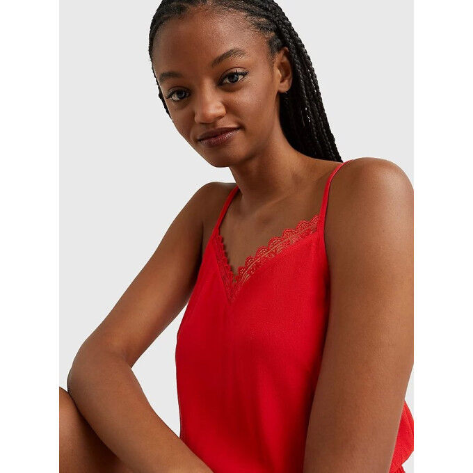 Robe TOMMY HILFIGER TJW ESSENTIAL LACE STRAP DRESS Rouge