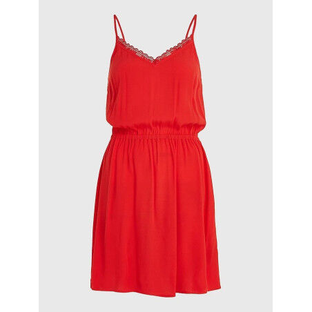 Robe TOMMY HILFIGER TJW ESSENTIAL LACE STRAP DRESS Rouge
