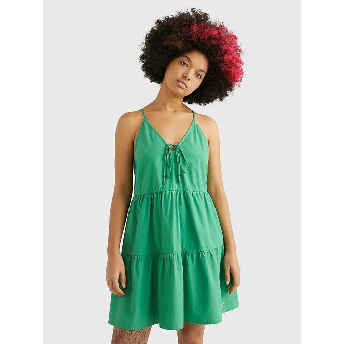 Robe TOMMY HILFIGERT JW POPLIN TIERED STRAPPY DRESS