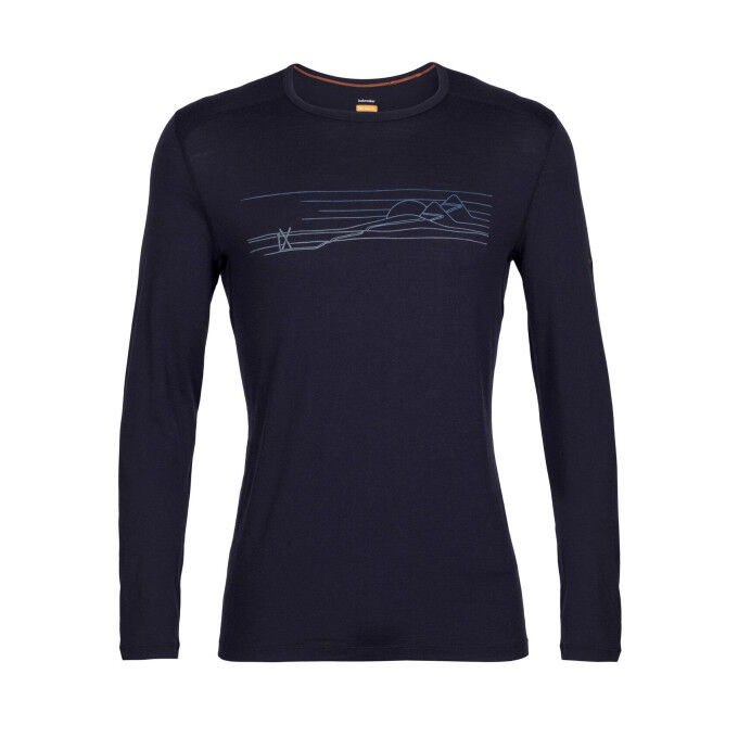 Haut Icebreaker 200 Oasis Ski Striped Midnight Navy