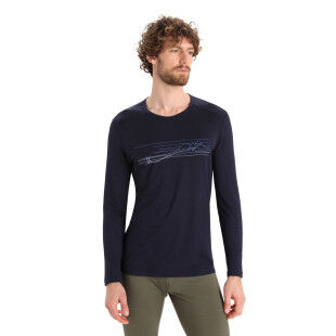 Icebreaker 200 Oasis Ski Striped Midnight Navy Top