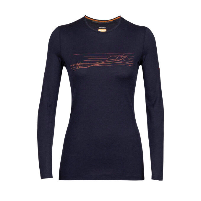 Camiseta mujer Icebreaker 200 OasisSki Stripes Midnight Navy
