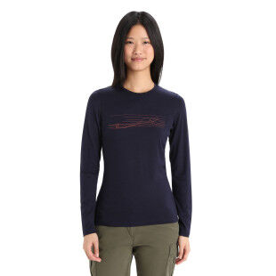 Icebreaker 200 Oasis LS Crewe Ski Stripes Midnight Navy thermal top