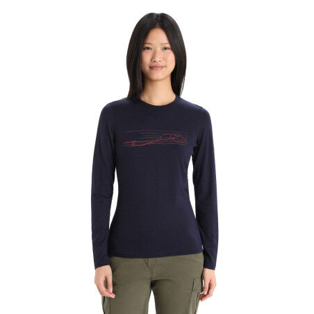 Camiseta mujer Icebreaker 200 OasisSki Stripes Midnight Navy