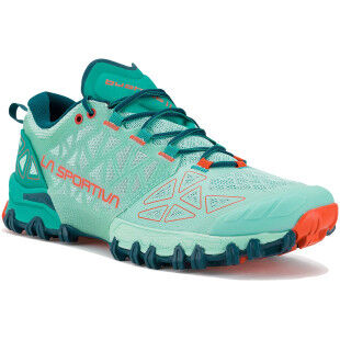 Chaussures de mountain running La Sportiva BUSHIDO II WOMAN Lagoon / Cherry Tomato