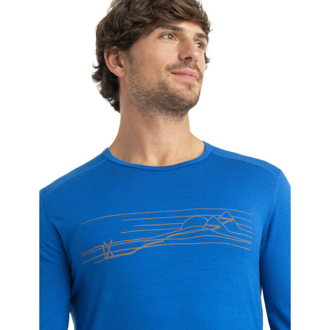 Camiseta Icebreaker 200 OASIS LS CREWE SKI STRIPES, hombre