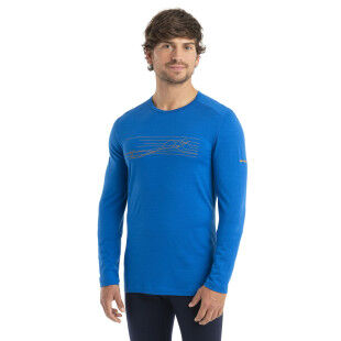 Camiseta Icebreaker 200 OASIS LS CREWE SKI STRIPES, hombre