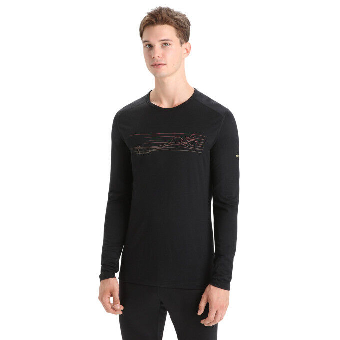 Camiseta Icebreaker 200 OASIS LS CREWE SKI STRIPES, hombre