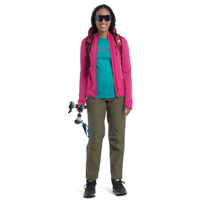 Camiseta térmica Icebreaker W 200 OASIS LS CREWE SKI STRIPES