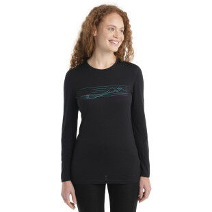 Camiseta térmica Icebreaker W 200 OASIS LS CREWE SKI STRIPES