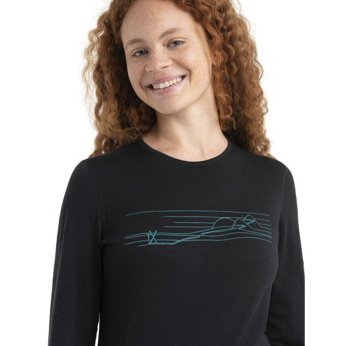 Camiseta térmica Icebreaker W 200 OASIS LS CREWE SKI STRIPES