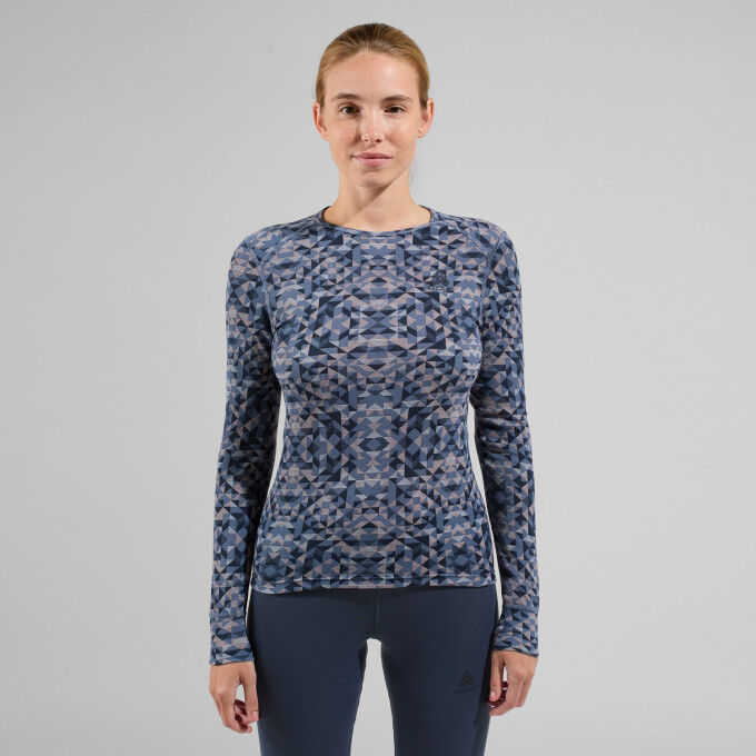 T-shirt technique femme Odlo ACTIVE WARM ECO GRAPHIC BL TOP CREW NECK L/S