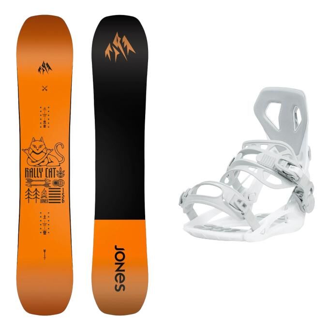 Pack snowboard JONES MEN'S RALLY CAT + fijaciones