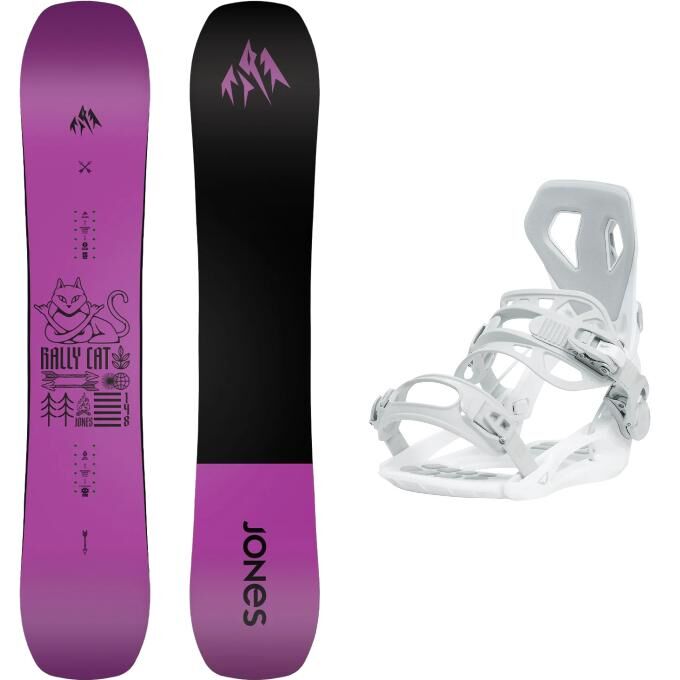Pack de snowboard Jones WOMEN'S RALLY CAT + fix