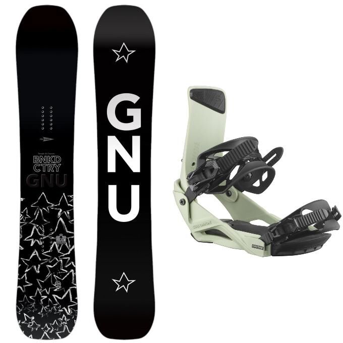 Gnu BANKED COUNTRY Snowboard Pack + Bindings