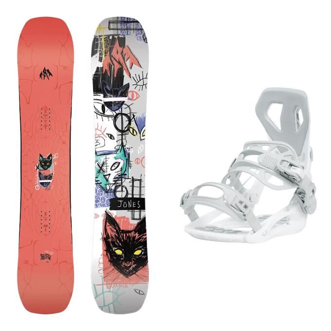 Paquete de tabla de snowboard + fijaciones Rally Cat para mujer de Jones