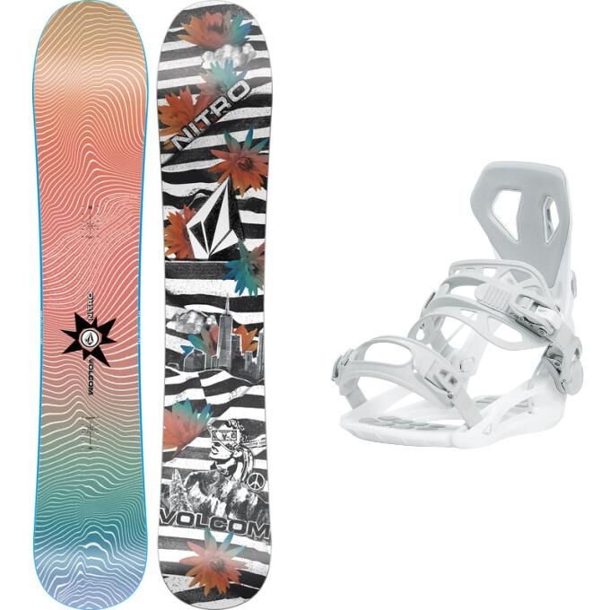 Nitro 25 ALTERNATOR X VOLCOM paquete de snowboard + fijaciones
