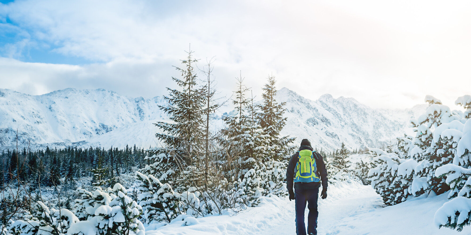 homme qui marche dans la neige
				        