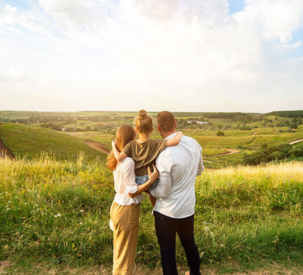 family looking out over the landscape