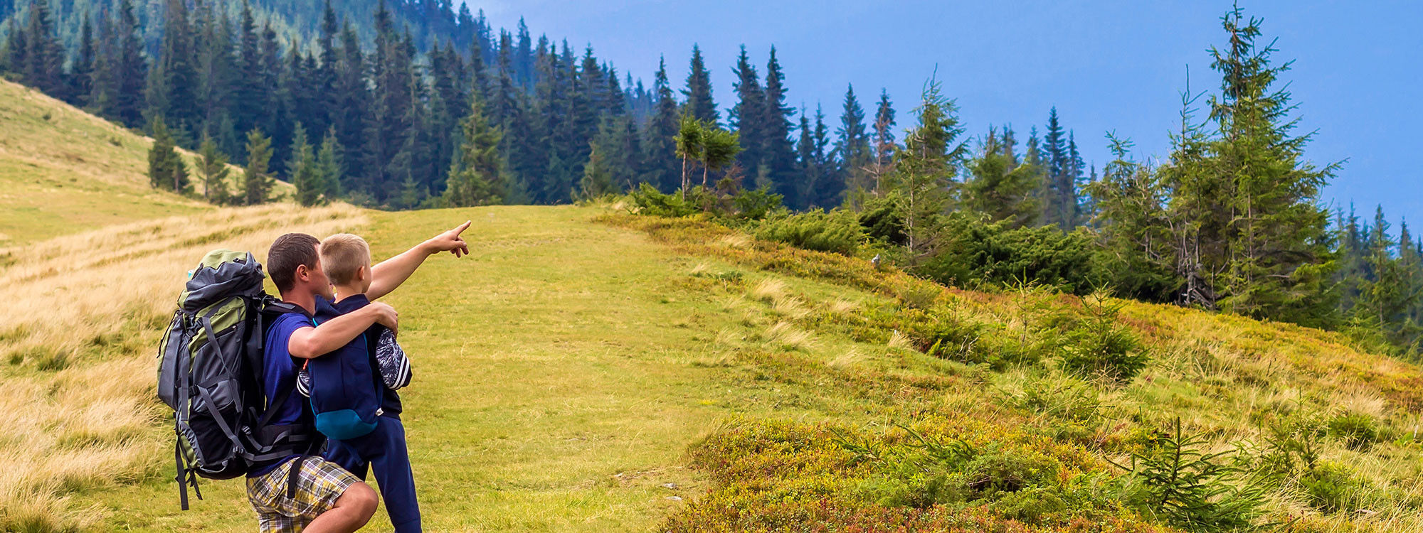 papa et son enfant en pleine nature