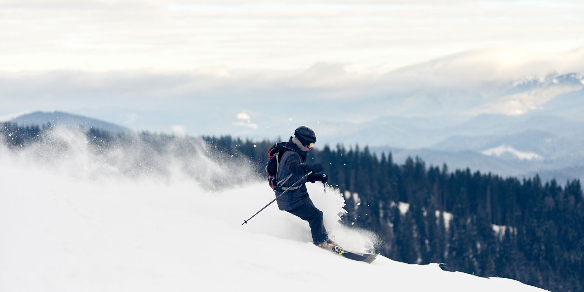 skieur qui dévale les pistes
				        